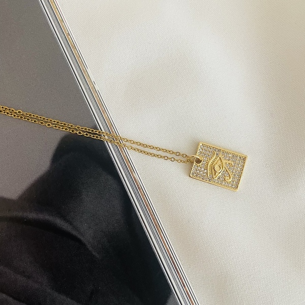 Kleopatra necklace gold - επιχρυσωμένα, κοντά, ατσάλι, μενταγιόν - 2