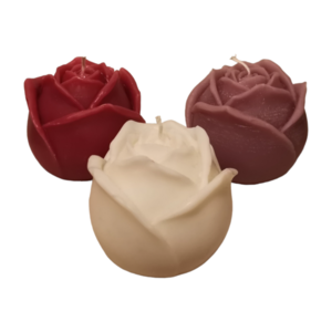 Χειροποίητο κερί σόγιας σε σχήμα τριαντάφυλλο - αρωματικά κεριά, κεριά & κηροπήγια, vegan κεριά