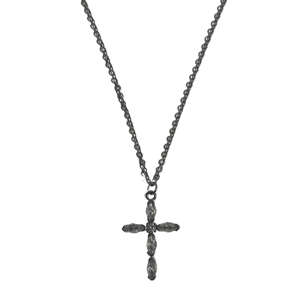 Cross necklace - κοντά, ατσάλι, μενταγιόν