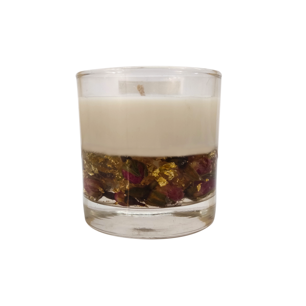 Κερί σόγιας -Rose Gold - γυαλί, κερί, αρωματικά κεριά - 2