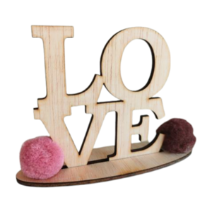 Ξύλινο Διακοσμητικό Love!!! - ύφασμα, ξύλο, βαλεντίνος, διακοσμητικά, αγ. βαλεντίνου