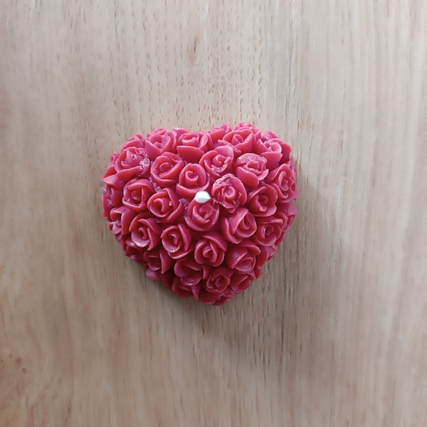 Φυτικό κερί καρύδας σε σχέδιο Roses heart (31γρ) - αρωματικά κεριά, δώρο έκπληξη - 2
