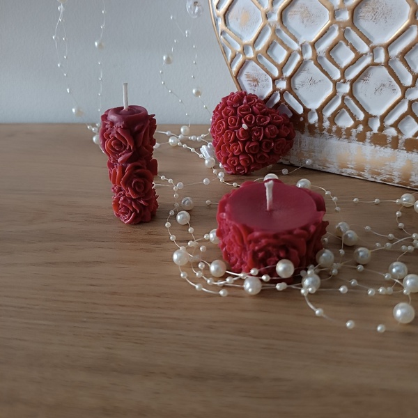 Φυτικό κερί καρύδας σε σχέδιο Roses heart (31γρ) - αρωματικά κεριά, δώρο έκπληξη - 3