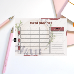 Εβδομαδιαίο meal planner με λίστα για ψώνια | White plate - κάρτες, φύλλα εργασίας