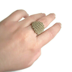 Δαχτυλίδι μακραμέ Sierra - μακραμέ, γεωμετρικά σχέδια, ατσάλι, boho, αυξομειούμενα