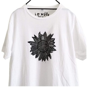 Unisex T-shirt από 100% οργανικό βαμβάκι τυπωμένη στο χέρι Ηλίανθος