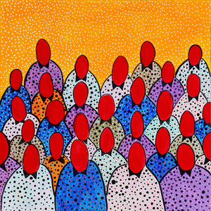 The People of Polka Dots - Πίνακας Ζωγραφικής με ακρυλικά χρώματα - πίνακες & κάδρα, πίνακες ζωγραφικής