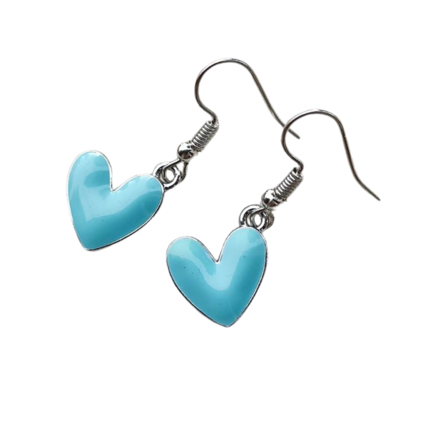 Κρεμαστά σκουλαρίκια γαλάζιες καρδιές 4 εκ. - καρδιά, κρεμαστά, γάντζος, zamak