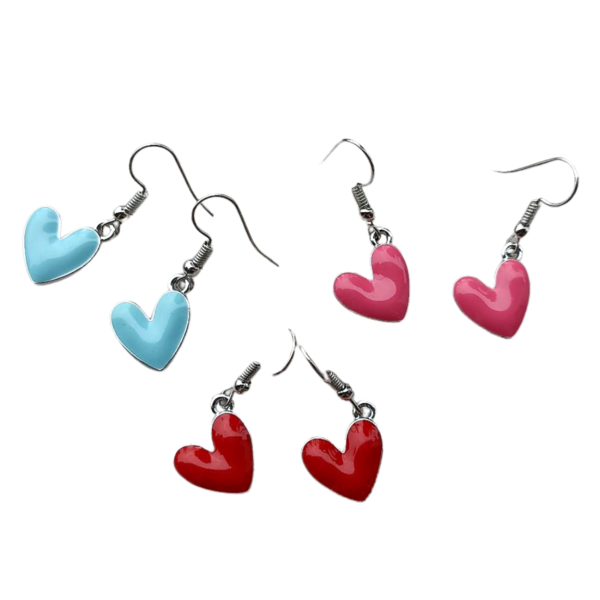 Κρεμαστά σκουλαρίκια γαλάζιες καρδιές 4 εκ. - καρδιά, κρεμαστά, γάντζος, zamak - 3