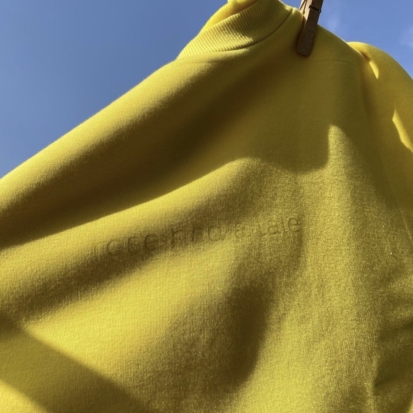 Φούτερ κίτρινο με διακριτικό τύπωμα - βαμβάκι, μακρυμάνικες