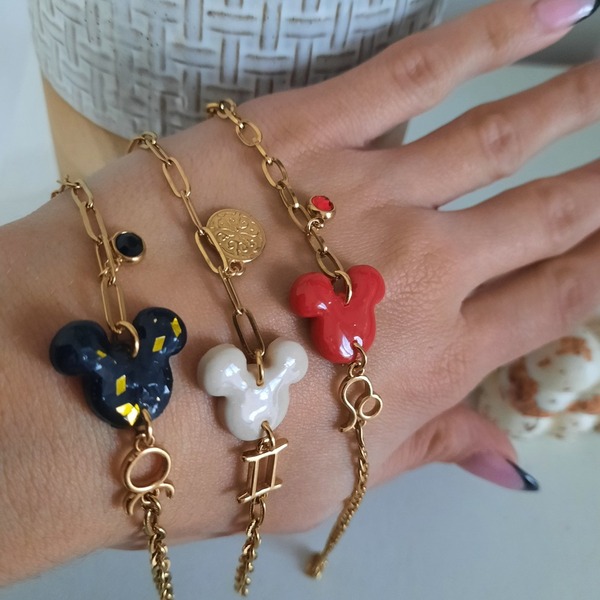 Βραχιόλι Mickey & Zodiac Signs - επιχρυσωμένα, πηλός, ατσάλι, χεριού, αυξομειούμενα