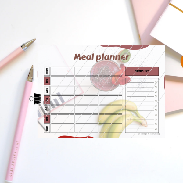 Εβδομαδιαίο meal planner με λίστα για ψώνια | Fruits - κάρτες, φύλλα εργασίας