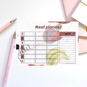 Εβδομαδιαίο meal planner με λίστα για ψώνια | Fruits - κάρτες, φύλλα εργασίας