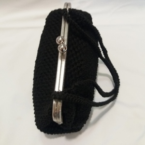 Μαύρη χειροποίητη τσάντα - νήμα, clutch, all day, χειρός, πλεκτές τσάντες - 3