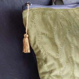 Γυναικεια τσαντα πλατης χειροποιητο backpack σε πράσινο καπιτονέ - ύφασμα, πλάτης, σακίδια πλάτης - 2