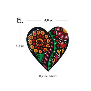 Ξύλινα μαγνητάκια καρδιές 5,2x4,8x0,7 εκ. (1 τμχ.) - ξύλο, ζωγραφισμένα στο χέρι, καρδιά, αγ. βαλεντίνου, μαγνητάκια ψυγείου - 3