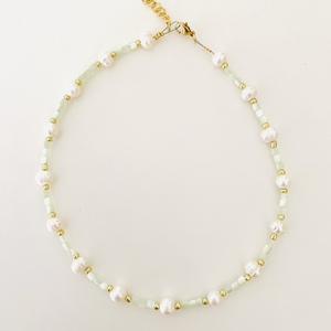 Pearl-mint - μαργαριτάρι, χάντρες, κοντά, ατσάλι, πέρλες