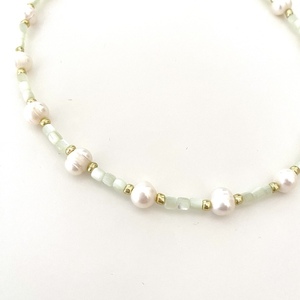 Pearl-mint - μαργαριτάρι, χάντρες, κοντά, ατσάλι, πέρλες - 2