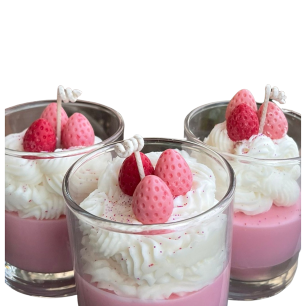 Αρωματικό κερί σόγιας 250gr - Strawberry & Cream - αρωματικά κεριά, κερί σόγιας, 100% φυτικό
