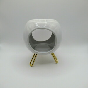 Κεραμικός αρωματιστής χώρου (Καυστήρας ρεσώ) λευκός με χρυσά πόδια - ρεσώ & κηροπήγια - 2