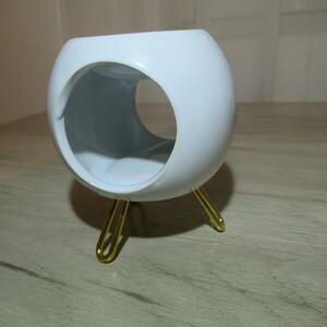 Κεραμικός αρωματιστής χώρου (Καυστήρας ρεσώ) λευκός με χρυσά πόδια - ρεσώ & κηροπήγια - 3