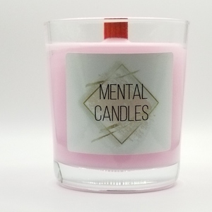 Αρωματικό κερί ρόζ με άρωμα τριαντάφυλλο σε γυάλινο ποτήρι 9εκ Χ8εκ με ξύλινο φυτίλι - αρωματικά κεριά - 4