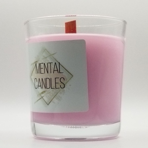 Αρωματικό κερί ρόζ με άρωμα τριαντάφυλλο σε γυάλινο ποτήρι 9εκ Χ8εκ με ξύλινο φυτίλι - αρωματικά κεριά - 5