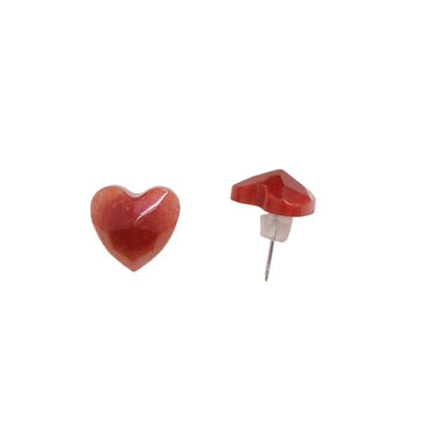Red heart - γυαλί, καρφωτά, μικρά, ατσάλι, καρφάκι - 5