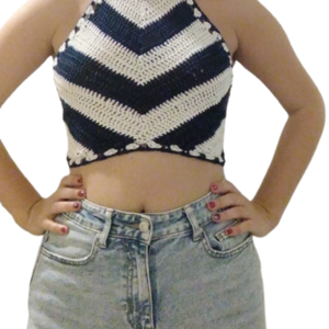 Crop top JENI-JENI (blue-white) - βαμβάκι, crop top - 2