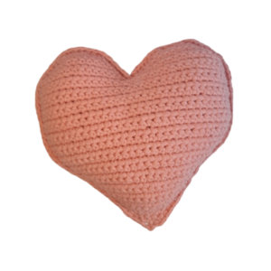 Μαξιλάρι πλεκτό, σομον, σε σχήμα καρδιά, από 100% ανακυκλώσιμο βαμβάκι. 28x28cm - καρδιά, μαξιλάρια