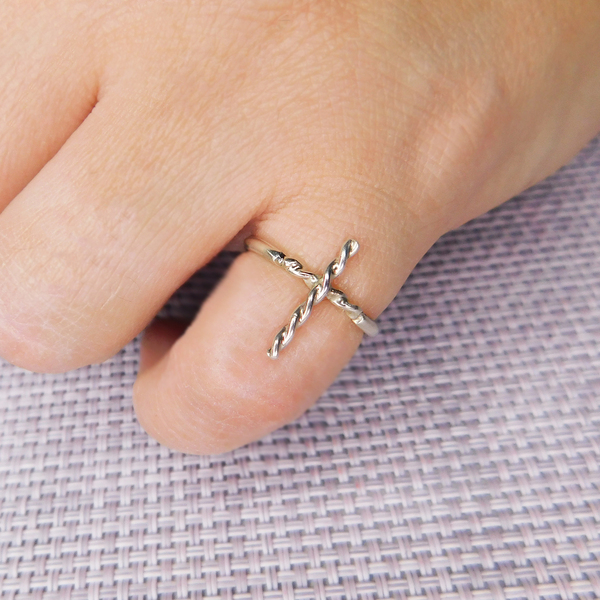 Δαχτυλίδι σταυρός, ασήμι 925 - ασήμι 925, σταυρός, γεωμετρικά σχέδια, σταθερά - 4