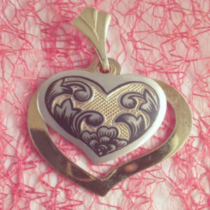 Ασημένιο διπλό κρεμαστό Καρδιά - επιχρυσωμένα, ασήμι 925, καρδιά, κρεμαστά, δώρα αγίου βαλεντίνου - 2