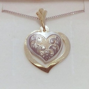 Ασημένιο διπλό κρεμαστό Καρδιά - επιχρυσωμένα, ασήμι 925, καρδιά, κρεμαστά, δώρα αγίου βαλεντίνου - 5
