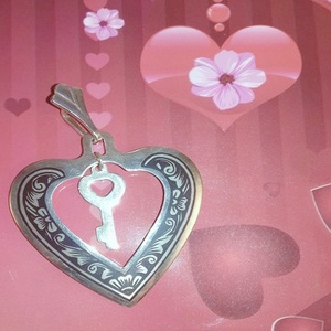 Ασημένιο Κρεμαστό Καρδιά με Κλειδάκι - ασήμι 925, καρδιά, κλειδί, κρεμαστά, δώρα αγίου βαλεντίνου - 2