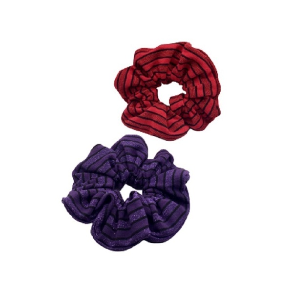 Σετ υφασμάτινα λαστιχάκια scrunchies ''red & purple'' μεσαίου μεγέθους (medium) 2 τμχ - ύφασμα, κορίτσι, για τα μαλλιά, λαστιχάκια μαλλιών