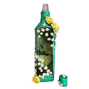 3D ΔΙΑΚΟΣΜΗΤΙΚΟ ΜΠΟΥΚΑΛΙ ΠΟΤΩΝ *VESENIAPORA* λουλούδια από κρύα πορσελάνη. - γυαλί, οργάνωση & αποθήκευση, πηλός, πορσελάνη, διακοσμητικά μπουκάλια