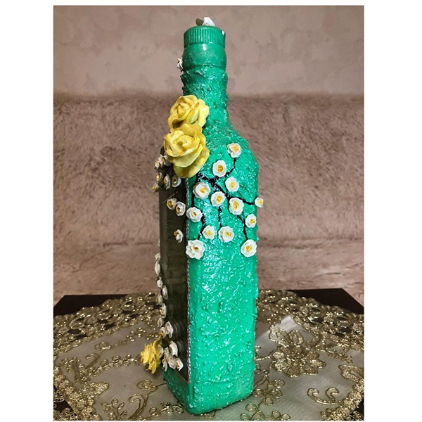 3D ΔΙΑΚΟΣΜΗΤΙΚΟ ΜΠΟΥΚΑΛΙ ΠΟΤΩΝ *VESENIAPORA* λουλούδια από κρύα πορσελάνη. - γυαλί, οργάνωση & αποθήκευση, πηλός, πορσελάνη, διακοσμητικά μπουκάλια - 4