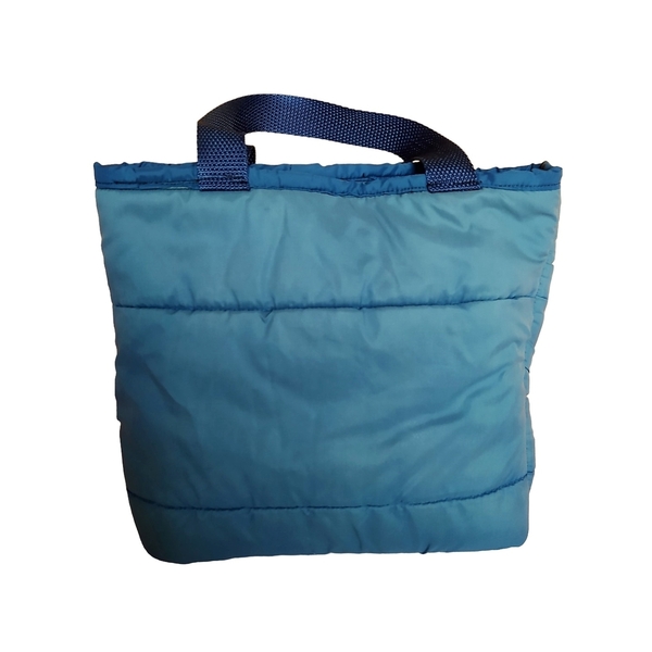 Χειροποίητη μικρή υφασμάτινη τσάντα χειρός από μπλε puffed-up αδιάβροχο - ύφασμα, χειροποίητα, χειρός, μικρές, φθηνές - 2