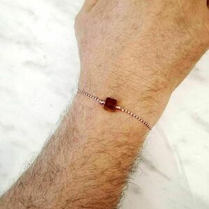 Ανδρικό μαρτάκι με κύβο σε καφέ-μελί χρώμα - κορδόνια, boho, χεριού, αυξομειούμενα - 4