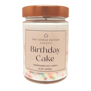 The Candle Factory Birthday Cake Χειροποίητο Κερί Σόγιας 250ml. - αρωματικά κεριά, κερί σόγιας, soy candles, vegan κεριά