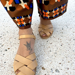 Peep Toe Summer Sandal : Andromeda - δέρμα, φλατ, ankle strap - 3