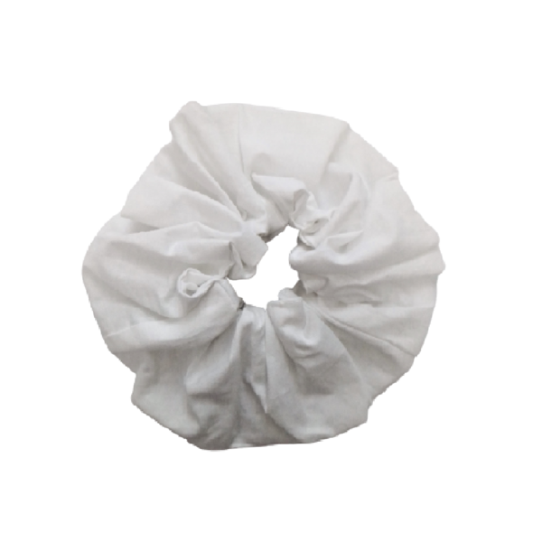 Χειροποίητο scrunchie γυναικείο λευκό βαμβακερό. - κοκκαλάκι, ύφασμα, βαμβάκι, δώρα για γυναίκες, λαστιχάκια μαλλιών