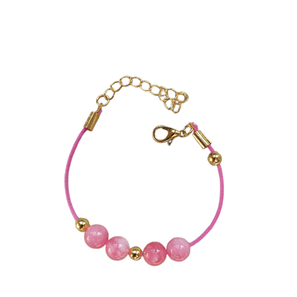 Βραχιόλι-Pink Rose - ημιπολύτιμες πέτρες, charms, χεριού, αυξομειούμενα