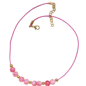 Κολιέ-Pink Rose - ημιπολύτιμες πέτρες, charms, κοντά