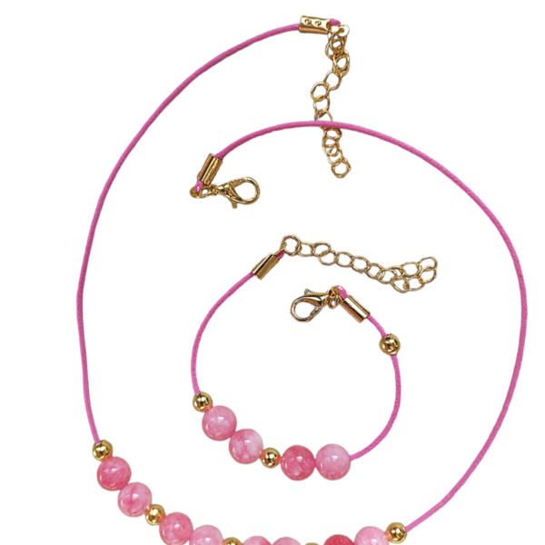 Σετ-Pink Rose - ημιπολύτιμες πέτρες, charms, σετ κοσμημάτων
