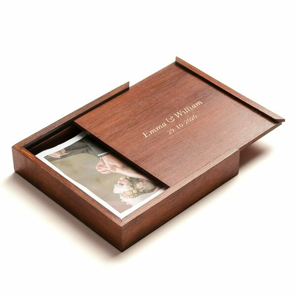 Προσωποποιημένο Ξύλινο Κουτί Φωτογραφιών με θήκη USB - Χάραξη Ονόματα και Λογότυπο - ξύλο, personalised, άλμπουμ