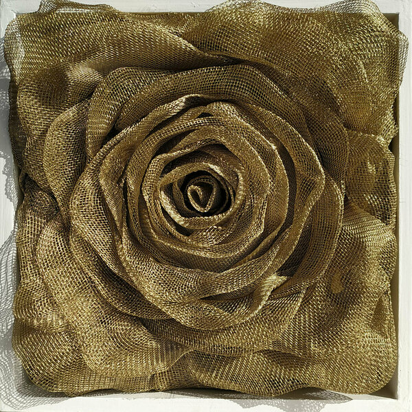 Διακοσμητική τριαντάφυλλο από συρμάτινο πλέγμα 24Χ24εκ. "rose 36" - ξύλο, καρδιά, δώρο, διακοσμητικά, δώρο έκπληξη