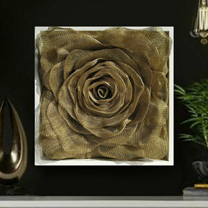 Διακοσμητική τριαντάφυλλο από συρμάτινο πλέγμα 24Χ24εκ. "rose 36" - ξύλο, καρδιά, δώρο, διακοσμητικά, δώρο έκπληξη - 2