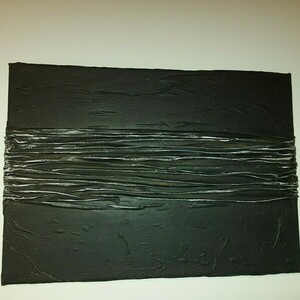 Πίνακας με ακρυλικά και ύφασμα μαύρος με ασημί στοιχεία (50x70) - πίνακες & κάδρα, πίνακες ζωγραφικής - 3
