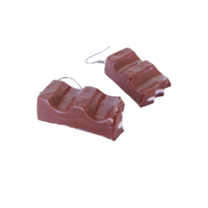 Σκουλαρίκια κρεμαστά κομμάτια σοκολάτας kinder με πολυμερικό πηλό / μεσαίο μέγεθος / ατσάλι / Twice Treasured - πηλός, cute, κρεμαστά, γλυκά, γάντζος - 2
